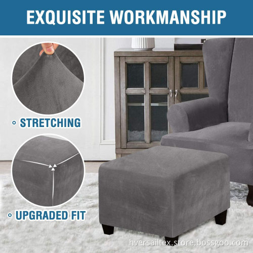 Square Ottoman Cover Velvet Plush Storage Stool Cover